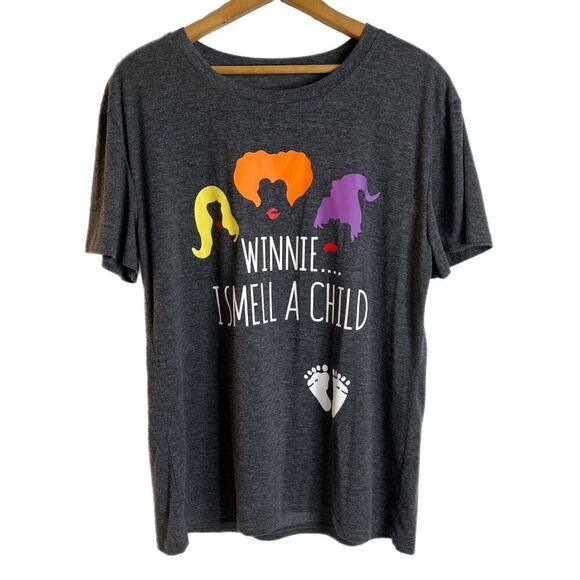 Hocus Pocus Tops - Heyo Women’s Hocus Pocus Maternity T-Shirt Size L Gray Sanderson Sisters Graphic